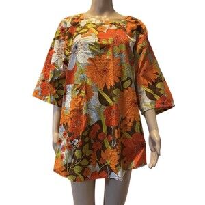 VTG 60's 70s Japan Design House Cotton Smock apron psychedelic groovy artsy mod